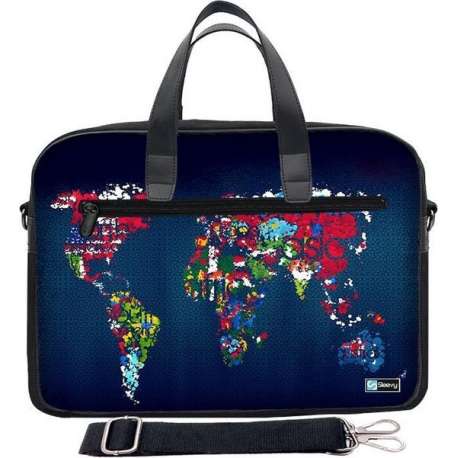 Laptoptas 17,3 / schoudertas artistieke wereldkaart - Sleevy - laptoptas - schooltas