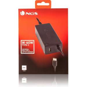 NGS 60W universele notebook / laptop adapter / USB-C aansluiting / Type c Aansluiting