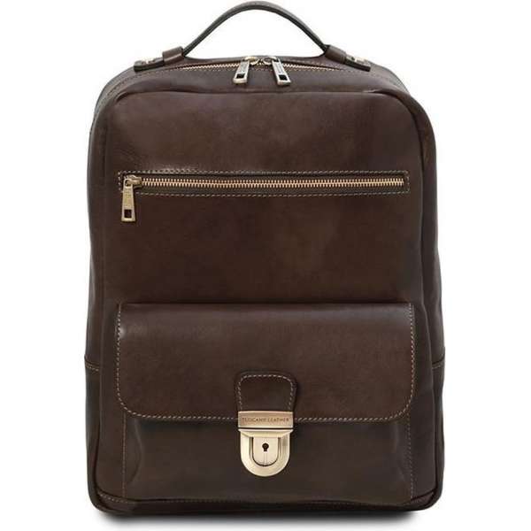 Tuscany Leather leren laptop rugzak Kyoto - Donkerbruin - TL141859