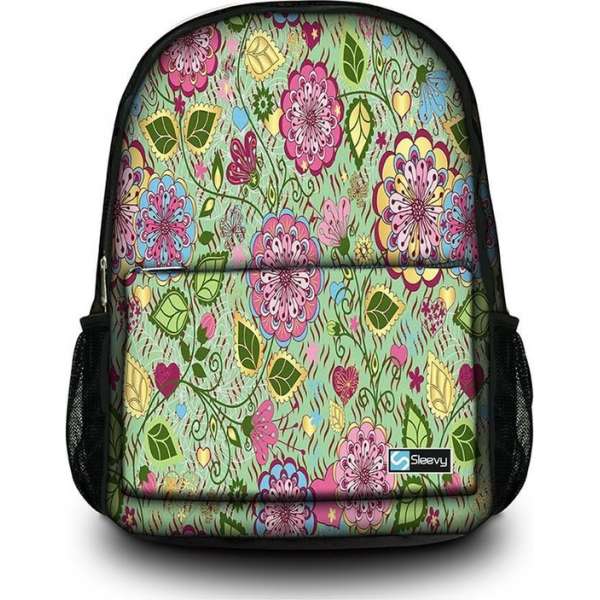 Sleevy rugzak roze bloemen - schooltas