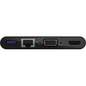Belkin USB-C-multimedia-adapter - Zwart (HDMI 4K, VGA, Gigabit Ethernet, USB-A 3.0)