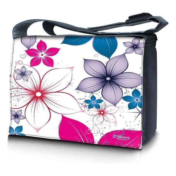 Laptoptas / messengertas 17,3 fleurige bloemen - Sleevy