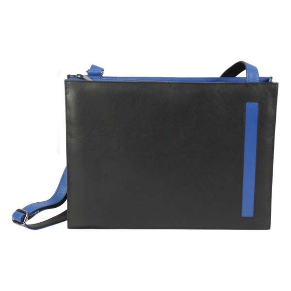 Leren A4 tas Finland 2 zwart blauw