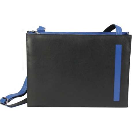 Leren A4 tas Finland 2 zwart blauw