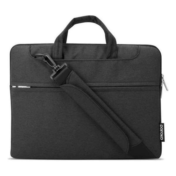 POFOKO 11.6 inch laptoptas met schouderband - Zwart