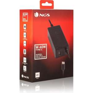 NGS - 60W - Notebook / laptop adapter / aansluiting USB-C / aansluiting type-c / met usb poort 5V