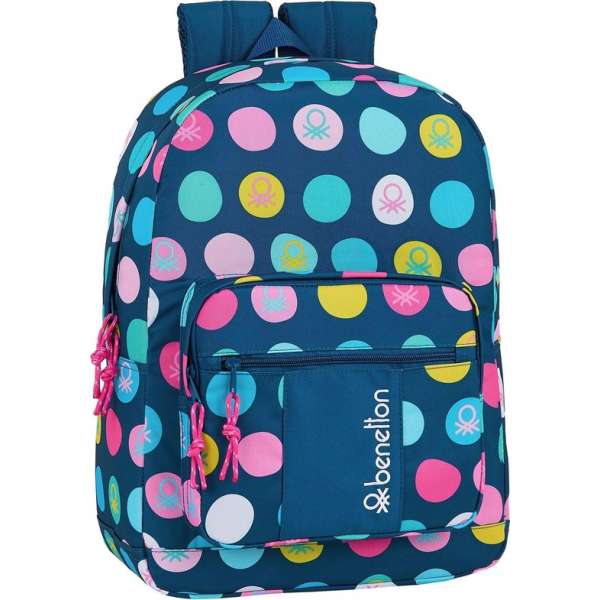 Benetton Polka Dots Rugzak - 43 x 32 x 14 cm - Blauw