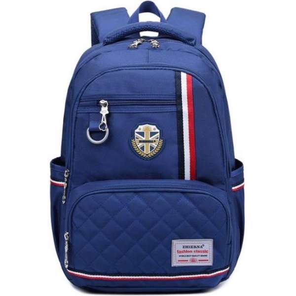 Britse stijl student rugzak/rugtas blauw