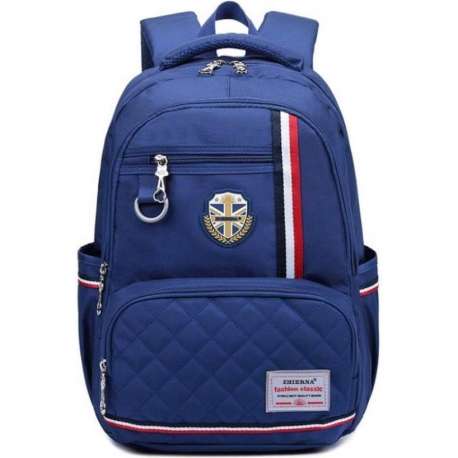 Britse stijl student rugzak/rugtas blauw