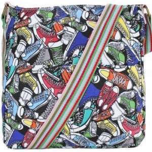 Miss Lulu Canvas Schoudertas met Strip-Schoenenprint (L1104CS)