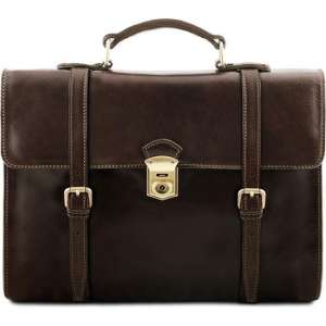 Tuscany Leather leren laptoptas Viareggio Donkerbruin TL141558