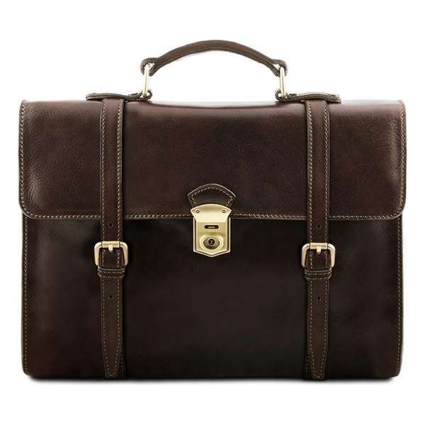 Tuscany Leather leren laptoptas Viareggio Donkerbruin TL141558