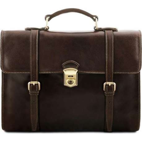 Tuscany Leather leren laptoptas Viareggio Donkerbruin TL141558