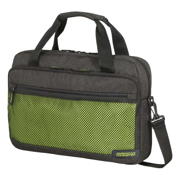 American Tourister Laptopschoudertas - Sporty Mesh Laptop Bag 15.6 inch  Anthracite/Lime Green