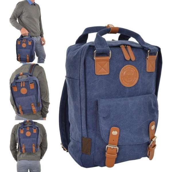 Canvas Rugzak Navy Blauw 16 Liter