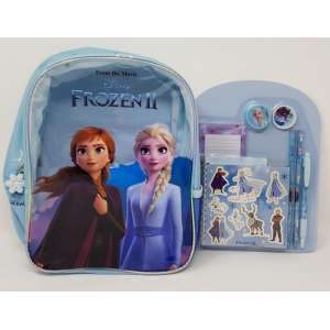 DISNEY - FROZEN - RUGZAK MET SCHRIJFSET - RUGTAS - SCHOOLTAS - Pen - potlood - notitieblok - stickers - puntenslijper - gum