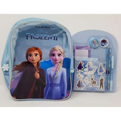 DISNEY - FROZEN - RUGZAK MET SCHRIJFSET - RUGTAS - SCHOOLTAS - Pen - potlood - notitieblok - stickers - puntenslijper - gum