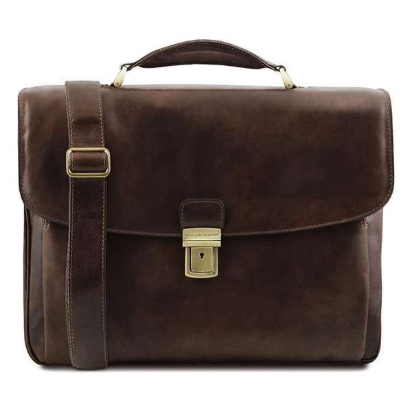 Tuscany Leather Alessandria laptoptas Donkebruin TL141448