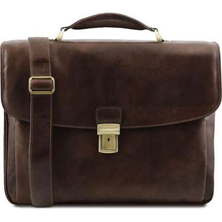 Tuscany Leather Alessandria laptoptas Donkebruin TL141448