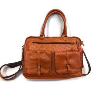 Sophisticatedgold Quilted Dames Handtas Cognac