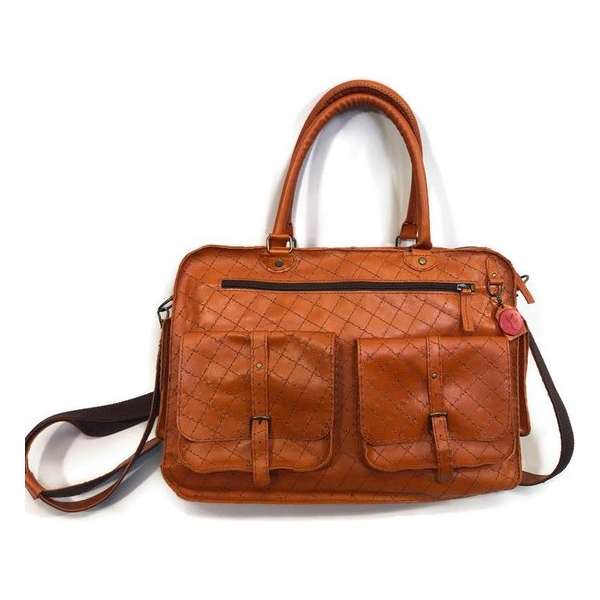 Sophisticatedgold Quilted Dames Handtas Cognac