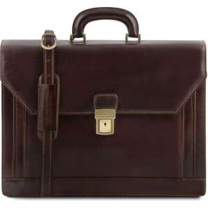 Tuscany Leather 1st Class Heren Aktetas Donkerbruin