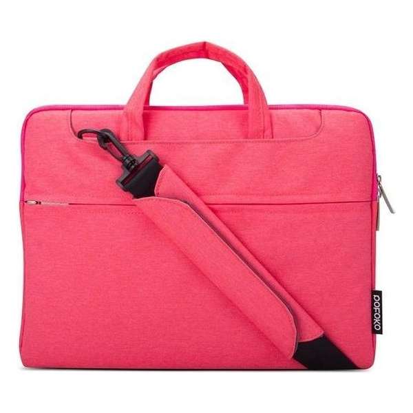 POFOKO 13.3 inch laptoptas met schouderband - Magenta