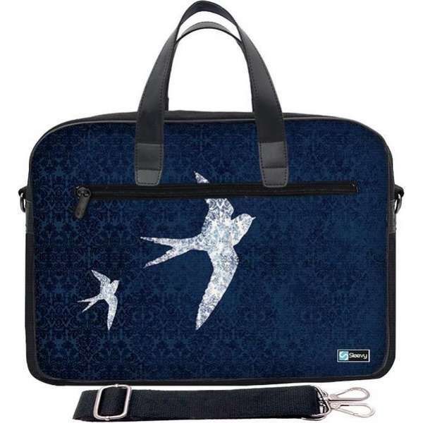 Laptoptas 13,3 inch / schoudertas blauw patroon en vogels - Sleevy - laptoptas - schooltas