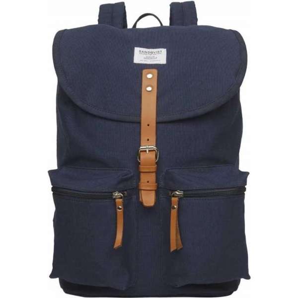 Sandqvist Rugzak Roald Navy SQA532 Eco Canvas Tas - Blauw 17 Lt