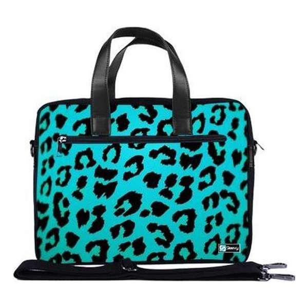 Laptoptas 15,6 / schoudertas blauwe panterprint - Sleevy - laptoptas - schooltas