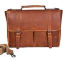 Sparwell Tas - Aktetas - Lederen Laptoptas - Leren Schoudertas - Cognac / Bruin (Dames tas / Heren Tas)