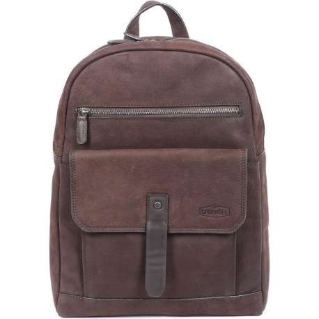 Sparwell Tas - Arago Aaron - Rugzak - 100% Leer - Laptop vak 14 inch - Donker Bruin (Unisex)