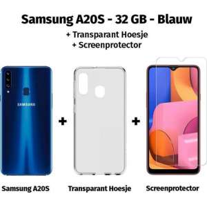 Samsung Galaxy A20s - 32GB - Blauw + Transparant Hoesje + Screenprotector van HGA