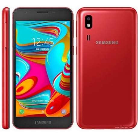 Samsung Galaxy A2 Core - Rood 16GB+SD Kaart (8GB) + Transparant Telefoonhoesje Met Verstevigde Randen + Temperedglass