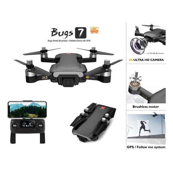 4k Ultra HD Camera Drone quadcopter - Burshless motoren - Bugs 7 MJX- GPS/follow me/terug keer systeem