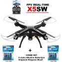 Syma X5SW Drone Quadcopter WiFi FPV Met 2K Camera zwart + 2 pack Batterijen