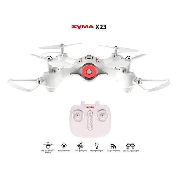 Syma X23 Quadcopter | Drone met hover mode + One Key Take off/ Landing Functie - Perfect voor Beginners - wit