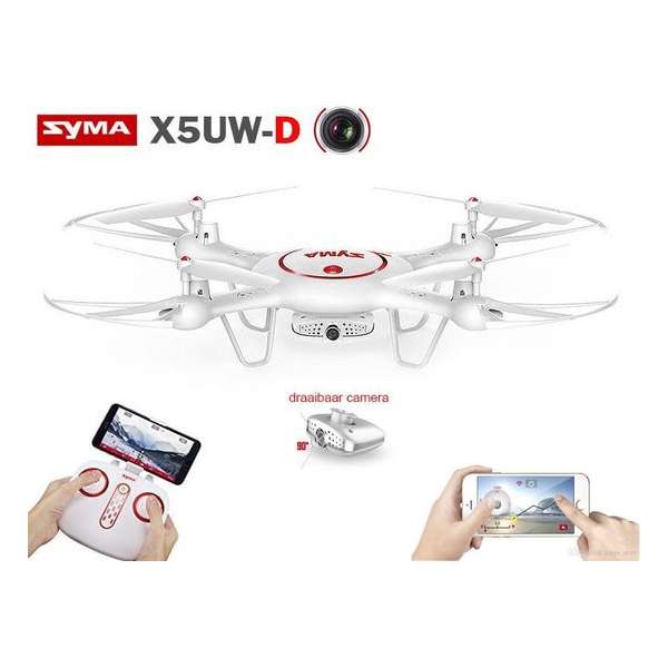 Syma X5UW-D FPV LIVE Draaibaar Camera + Altitude mode + App control mode + Extra accu !