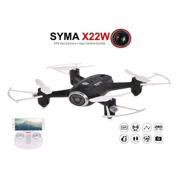 Syma X22W FPV live Camera Drone +app control functie -zwart