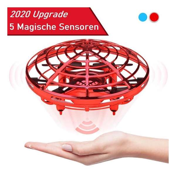 OrbitDrone™ UFO Mini Drone Rood – Handgestuurd – Infrarood sensoren- Kindvriendelijk - Inclusief USB kabel