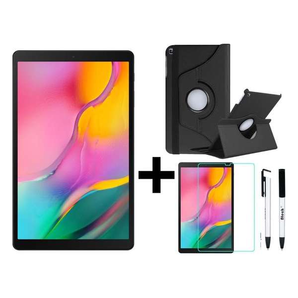 Samsung Galaxy Tab A 10.1 (2019) - 32GB - Zwart Met draaibaar hoes + tempered glass + stylus pen