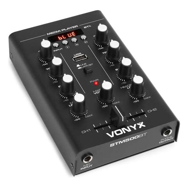 Vonyx STM500BT 2-kanaals mixer met Bluetooth en mp3 speler