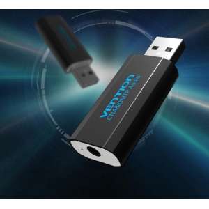 3D USB externe geluidskaart naar 3.5mm audio microfoon AUX adapter - Zwart