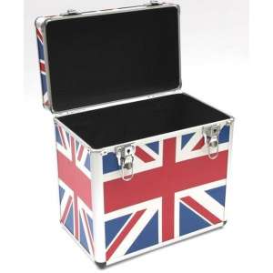 Platenkoffer voor 50 stuks 12 inch LP vinyl afsluitbaar Union flag