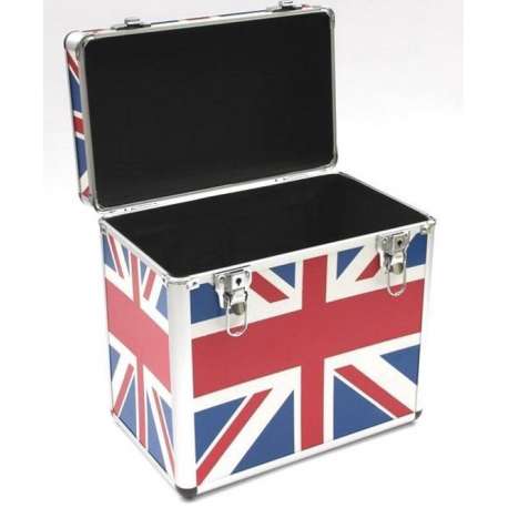 Platenkoffer voor 50 stuks 12 inch LP vinyl afsluitbaar Union flag