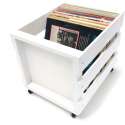 LP Vinyl opberg krat rek verrijdbaar wit