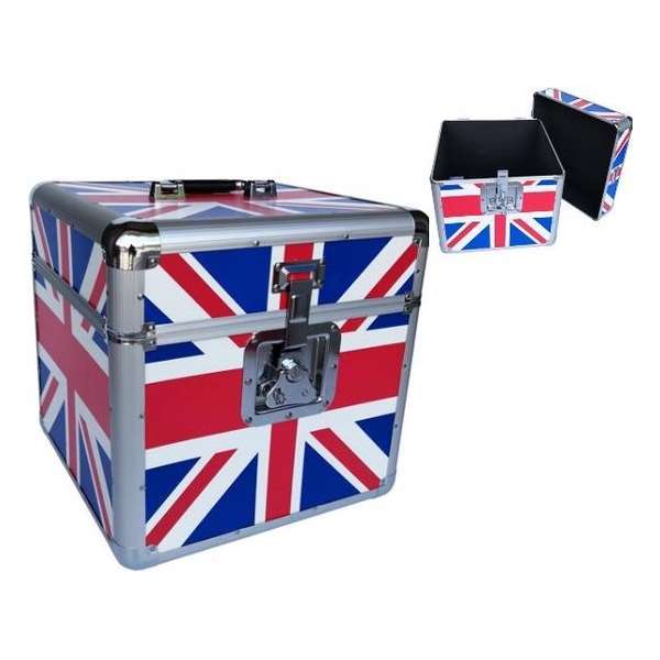 Vinyl koffer LP koffer voor 70 tot 100 platen afsluitbaar Union Flag