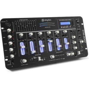 SkyTec STM-3007 6-Kanaals Mixer SD/USB/MP3/LED/Bluetooth 19 inch