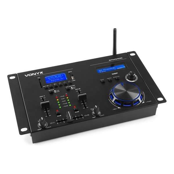 DJ mengpaneel - Vonyx STM3400 - 2 kanaals DJ mixer met o.a. scratch jogwheel, Bluetooth, mp3 speler en digital sound processor