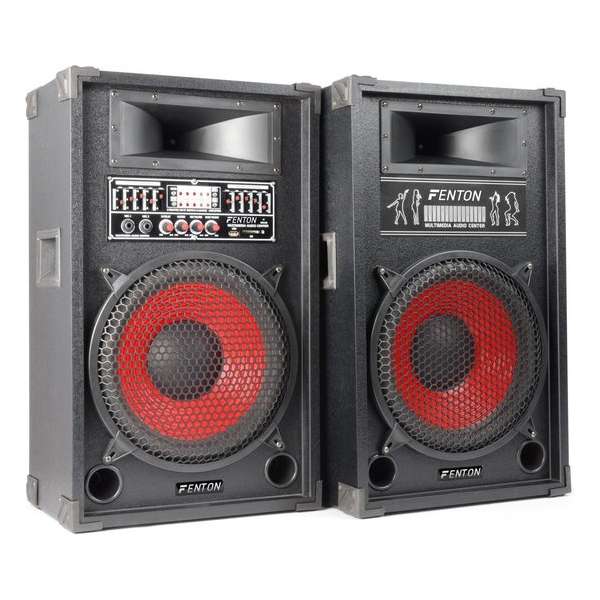 Fenton SPA-1200 - PA Karaoke Actieve Speakers 12 inch - 2 stuks - Zwart